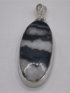 Sterling Silver Black and White Buffalo Pendant 925